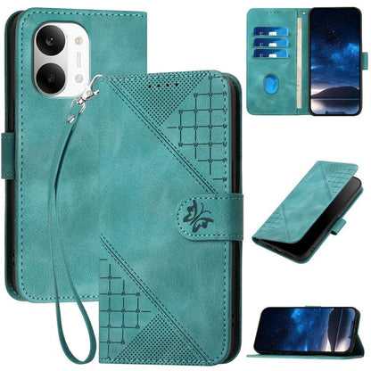 Grid Butterfly Embossed Pattern Leather Phone Case with Lanyard, For Redmi A7 Pro 171mm / Poco C85x 5G, For Redmi Turbo 5 Max / Poco X8 Pro Max, For Redmi Turbo 5 5G / Poco X8 Pro 5G, For Redmi Note 15 4G / 5G 164mm / Poco M8 5G                        ...