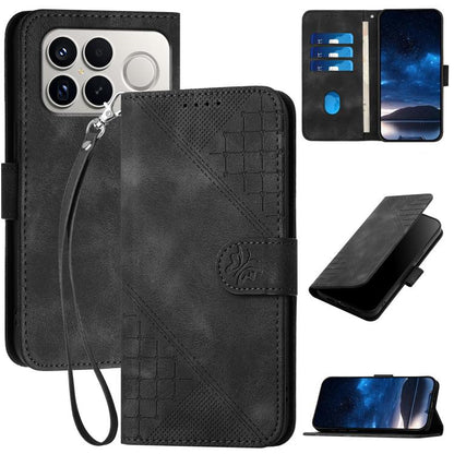 Grid Butterfly Embossed Pattern Leather Phone Case with Lanyard, For Redmi A7 Pro 171mm / Poco C85x 5G, For Redmi Turbo 5 Max / Poco X8 Pro Max, For Redmi Turbo 5 5G / Poco X8 Pro 5G, For Redmi Note 15 4G / 5G 164mm / Poco M8 5G                        ...