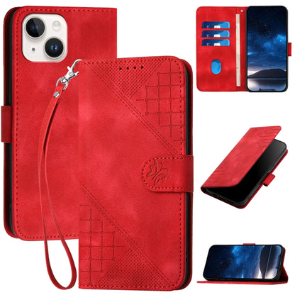 YX0080 Grid Butterfly Embossed Pattern Flip Leather Phone Case with Lanyard, For iPhone 14 Pro Max, For iPhone 7 / 8 / SE 2022, For iPhone 13 Pro Max, For iPhone 13 Pro, For iPhone 13, For iPhone 13 mini, For iPhone 12 / 12 Pro, For iPhone 12 Pro Max  ...