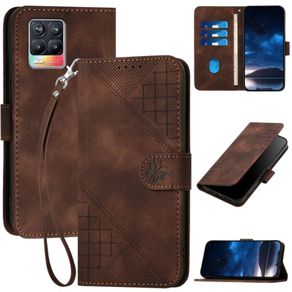 Grid Butterfly Embossed Pattern Leather Phone Case with Lanyard, For Realme C20 / C11 2021 / C21, For Realme 8 / 8 Pro, For Realme GT 5G / GT Neo