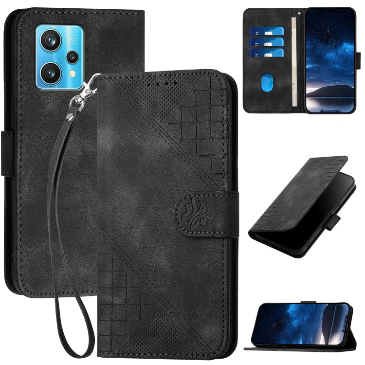 Grid Butterfly Embossed Pattern Leather Phone Case with Lanyard, For Realme 12 Pro 5G Global, For Realme 12 Pro+ 5G Global, For Realme GT5 Pro, For Realme 11 5G Global, For Realme C53 / Narzo N53, For Realme C65 4G, For Realme C55 4G Global            ...