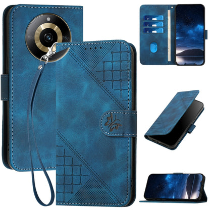 Grid Butterfly Embossed Pattern Leather Phone Case with Lanyard, For Realme 12 Pro 5G Global, For Realme 12 Pro+ 5G Global, For Realme GT5 Pro, For Realme 11 5G Global, For Realme C53 / Narzo N53, For Realme C65 4G, For Realme C55 4G Global            ...