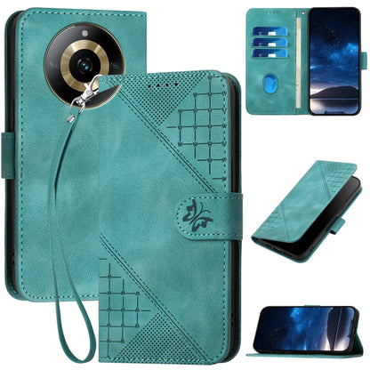 Grid Butterfly Embossed Pattern Leather Phone Case with Lanyard, For Realme 12 Pro 5G Global, For Realme 12 Pro+ 5G Global, For Realme GT5 Pro, For Realme 11 5G Global, For Realme C53 / Narzo N53, For Realme C65 4G, For Realme C55 4G Global            ...