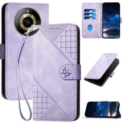 Grid Butterfly Embossed Pattern Leather Phone Case with Lanyard, For Realme 12 Pro 5G Global, For Realme 12 Pro+ 5G Global, For Realme GT5 Pro, For Realme 11 5G Global, For Realme C53 / Narzo N53, For Realme C65 4G, For Realme C55 4G Global            ...