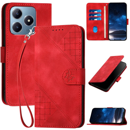Grid Butterfly Embossed Pattern Leather Phone Case with Lanyard, For Realme P3 Ultra 5G, For Realme P3 Pro, For Realme 14 Pro+, For Realme 14 Pro, For Realme 14x Global, For Realme C75 Global, For Realme GT7 Pro, For Realme 13 Pro / 13 Pro+ Global     ...