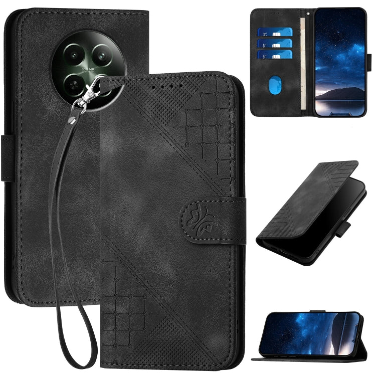 Grid Butterfly Embossed Pattern Leather Phone Case with Lanyard, For Realme P3 Ultra 5G, For Realme P3 Pro, For Realme 14 Pro+, For Realme 14 Pro, For Realme 14x Global, For Realme C75 Global, For Realme GT7 Pro, For Realme 13 Pro / 13 Pro+ Global     ...