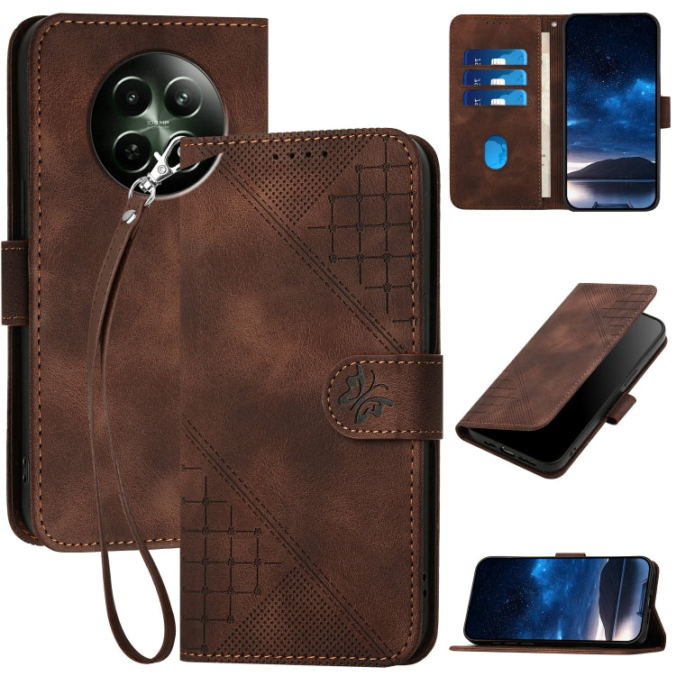 Grid Butterfly Embossed Pattern Leather Phone Case with Lanyard, For Realme P3 Ultra 5G, For Realme P3 Pro, For Realme 14 Pro+, For Realme 14 Pro, For Realme 14x Global, For Realme C75 Global, For Realme GT7 Pro, For Realme 13 Pro / 13 Pro+ Global     ...