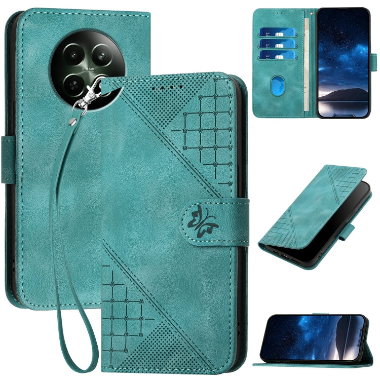 Grid Butterfly Embossed Pattern Leather Phone Case with Lanyard, For Realme P3 Ultra 5G, For Realme P3 Pro, For Realme 14 Pro+, For Realme 14 Pro, For Realme 14x Global, For Realme C75 Global, For Realme GT7 Pro, For Realme 13 Pro / 13 Pro+ Global     ...