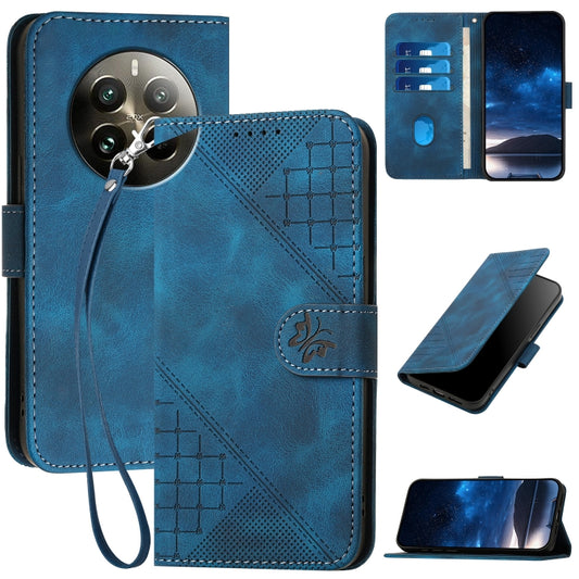 Grid Butterfly Embossed Pattern Leather Phone Case with Lanyard, For Realme 12 Pro 5G Global, For Realme 12 Pro+ 5G Global, For Realme GT5 Pro, For Realme 11 5G Global, For Realme C53 / Narzo N53, For Realme C65 4G, For Realme C55 4G Global