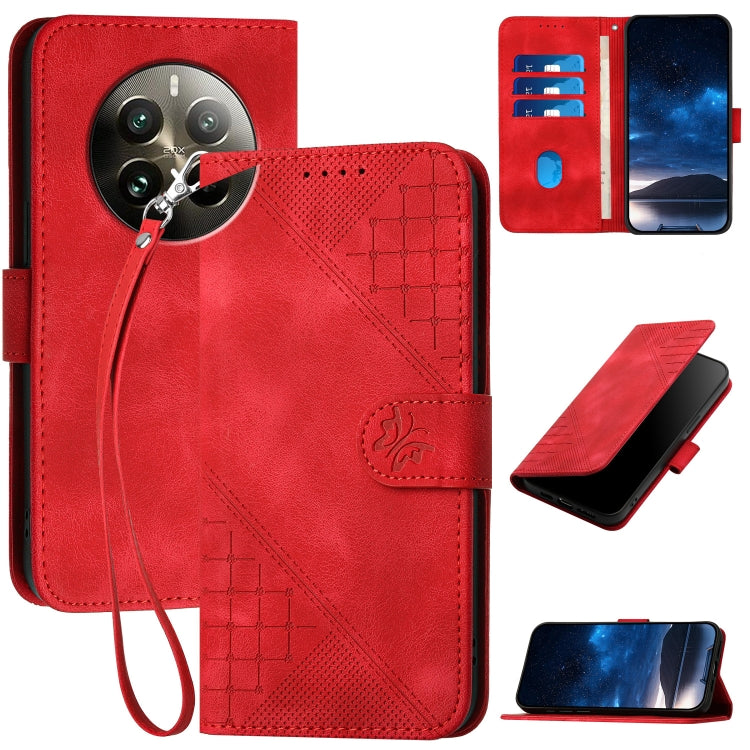 Grid Butterfly Embossed Pattern Leather Phone Case with Lanyard, For Realme 12 Pro 5G Global, For Realme 12 Pro+ 5G Global, For Realme GT5 Pro, For Realme 11 5G Global, For Realme C53 / Narzo N53, For Realme C65 4G, For Realme C55 4G Global            ...