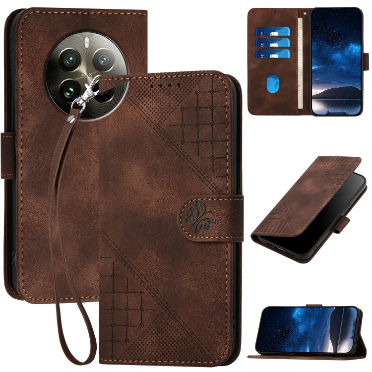 Grid Butterfly Embossed Pattern Leather Phone Case with Lanyard, For Realme 12 Pro 5G Global, For Realme 12 Pro+ 5G Global, For Realme GT5 Pro, For Realme 11 5G Global, For Realme C53 / Narzo N53, For Realme C65 4G, For Realme C55 4G Global            ...