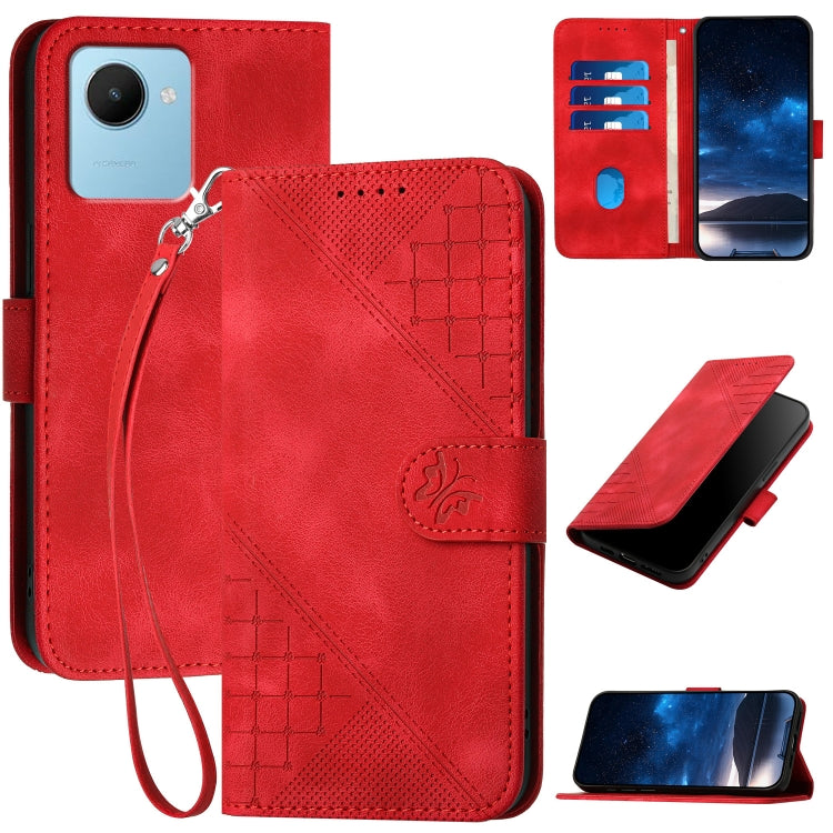 Grid Butterfly Embossed Pattern Leather Phone Case with Lanyard, For Realme 12 Pro 5G Global, For Realme 12 Pro+ 5G Global, For Realme GT5 Pro, For Realme 11 5G Global, For Realme C53 / Narzo N53, For Realme C65 4G, For Realme C55 4G Global            ...