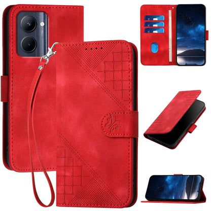 Grid Butterfly Embossed Pattern Leather Phone Case with Lanyard, For Realme 12 Pro 5G Global, For Realme 12 Pro+ 5G Global, For Realme GT5 Pro, For Realme 11 5G Global, For Realme C53 / Narzo N53, For Realme C65 4G, For Realme C55 4G Global            ...