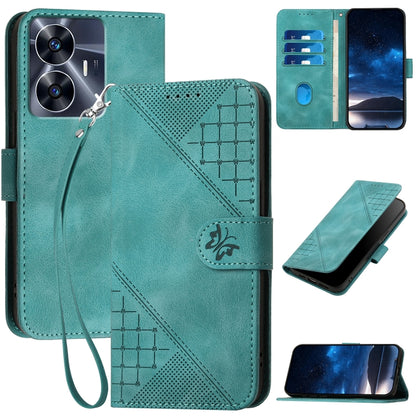 Grid Butterfly Embossed Pattern Leather Phone Case with Lanyard, For Realme 12 Pro 5G Global, For Realme 12 Pro+ 5G Global, For Realme GT5 Pro, For Realme 11 5G Global, For Realme C53 / Narzo N53, For Realme C65 4G, For Realme C55 4G Global            ...