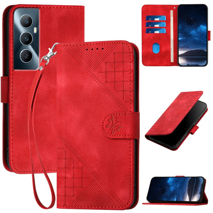 Grid Butterfly Embossed Pattern Leather Phone Case with Lanyard, For Realme 12 Pro 5G Global, For Realme 12 Pro+ 5G Global, For Realme GT5 Pro, For Realme 11 5G Global, For Realme C53 / Narzo N53, For Realme C65 4G, For Realme C55 4G Global            ...