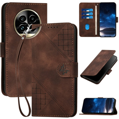 Grid Butterfly Embossed Pattern Leather Phone Case with Lanyard, For Realme P3 Ultra 5G, For Realme P3 Pro, For Realme 14 Pro+, For Realme 14 Pro, For Realme 14x Global, For Realme C75 Global, For Realme GT7 Pro, For Realme 13 Pro / 13 Pro+ Global     ...