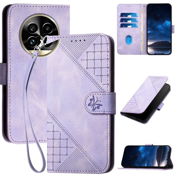 Grid Butterfly Embossed Pattern Leather Phone Case with Lanyard, For Realme P3 Ultra 5G, For Realme P3 Pro, For Realme 14 Pro+, For Realme 14 Pro, For Realme 14x Global, For Realme C75 Global, For Realme GT7 Pro, For Realme 13 Pro / 13 Pro+ Global     ...