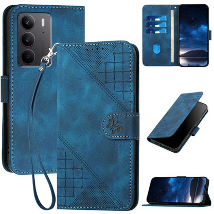 Grid Butterfly Embossed Pattern Leather Phone Case with Lanyard, For Realme P3 Ultra 5G, For Realme P3 Pro, For Realme 14 Pro+, For Realme 14 Pro, For Realme 14x Global, For Realme C75 Global, For Realme GT7 Pro, For Realme 13 Pro / 13 Pro+ Global     ...