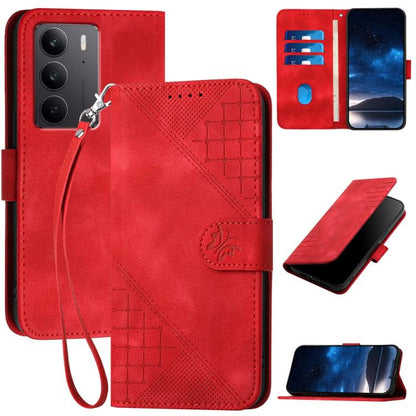 Grid Butterfly Embossed Pattern Leather Phone Case with Lanyard, For Realme P3 Ultra 5G, For Realme P3 Pro, For Realme 14 Pro+, For Realme 14 Pro, For Realme 14x Global, For Realme C75 Global, For Realme GT7 Pro, For Realme 13 Pro / 13 Pro+ Global     ...