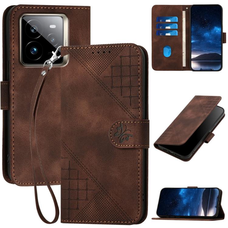 Grid Butterfly Embossed Pattern Leather Phone Case with Lanyard, For Realme P3 Ultra 5G, For Realme P3 Pro, For Realme 14 Pro+, For Realme 14 Pro, For Realme 14x Global, For Realme C75 Global, For Realme GT7 Pro, For Realme 13 Pro / 13 Pro+ Global     ...