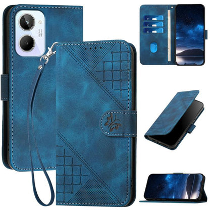 Grid Butterfly Embossed Pattern Leather Phone Case with Lanyard, For Realme 12 Pro 5G Global, For Realme 12 Pro+ 5G Global, For Realme GT5 Pro, For Realme 11 5G Global, For Realme C53 / Narzo N53, For Realme C65 4G, For Realme C55 4G Global            ...