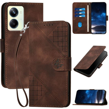 Grid Butterfly Embossed Pattern Leather Phone Case with Lanyard, For Realme 12 Pro 5G Global, For Realme 12 Pro+ 5G Global, For Realme GT5 Pro, For Realme 11 5G Global, For Realme C53 / Narzo N53, For Realme C65 4G, For Realme C55 4G Global            ...