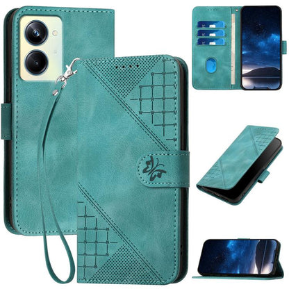 Grid Butterfly Embossed Pattern Leather Phone Case with Lanyard, For Realme 12 Pro 5G Global, For Realme 12 Pro+ 5G Global, For Realme GT5 Pro, For Realme 11 5G Global, For Realme C53 / Narzo N53, For Realme C65 4G, For Realme C55 4G Global            ...
