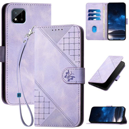 Grid Butterfly Embossed Pattern Leather Phone Case with Lanyard, For Realme C20 / C11 2021 / C21, For Realme 8 / 8 Pro, For Realme GT 5G / GT Neo