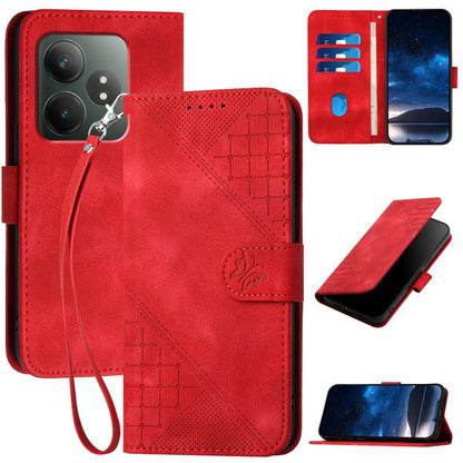 Grid Butterfly Embossed Pattern Leather Phone Case with Lanyard, For Realme P3 Ultra 5G, For Realme P3 Pro, For Realme 14 Pro+, For Realme 14 Pro, For Realme 14x Global, For Realme C75 Global, For Realme GT7 Pro, For Realme 13 Pro / 13 Pro+ Global     ...