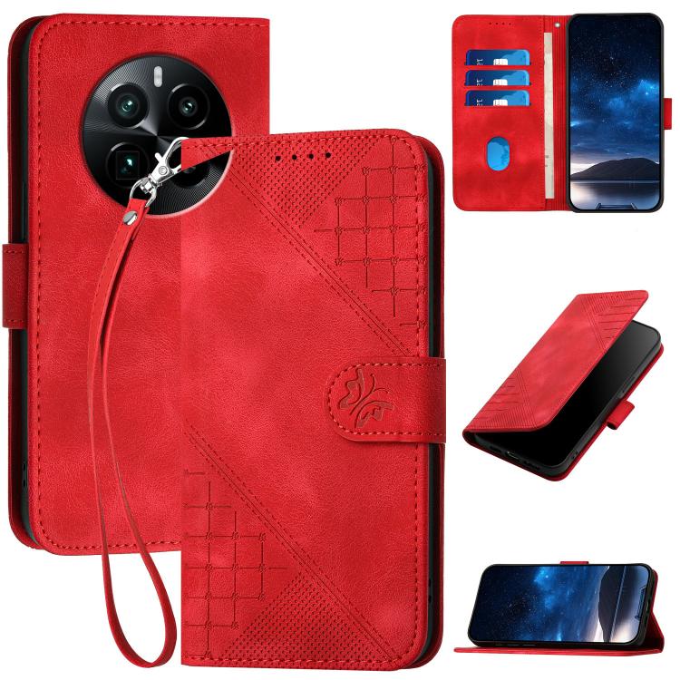 Grid Butterfly Embossed Pattern Leather Phone Case with Lanyard, For Realme 12 Pro 5G Global, For Realme 12 Pro+ 5G Global, For Realme GT5 Pro, For Realme 11 5G Global, For Realme C53 / Narzo N53, For Realme C65 4G, For Realme C55 4G Global            ...
