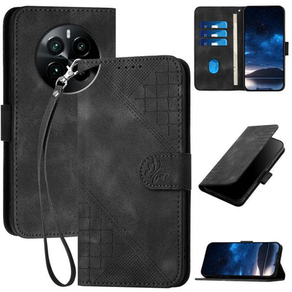 Grid Butterfly Embossed Pattern Leather Phone Case with Lanyard, For Realme 12 Pro 5G Global, For Realme 12 Pro+ 5G Global, For Realme GT5 Pro, For Realme 11 5G Global, For Realme C53 / Narzo N53, For Realme C65 4G, For Realme C55 4G Global            ...