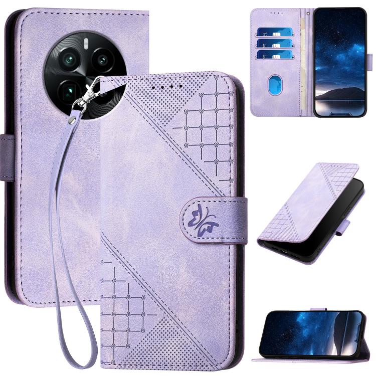 Grid Butterfly Embossed Pattern Leather Phone Case with Lanyard, For Realme 12 Pro 5G Global, For Realme 12 Pro+ 5G Global, For Realme GT5 Pro, For Realme 11 5G Global, For Realme C53 / Narzo N53, For Realme C65 4G, For Realme C55 4G Global            ...