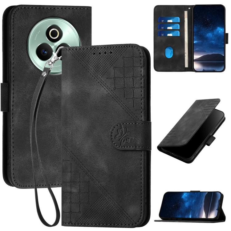 Grid Butterfly Embossed Pattern Leather Phone Case with Lanyard, For Realme P3 Ultra 5G, For Realme P3 Pro, For Realme 14 Pro+, For Realme 14 Pro, For Realme 14x Global, For Realme C75 Global, For Realme GT7 Pro, For Realme 13 Pro / 13 Pro+ Global     ...