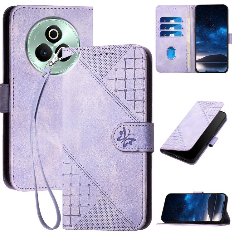 Grid Butterfly Embossed Pattern Leather Phone Case with Lanyard, For Realme P3 Ultra 5G, For Realme P3 Pro, For Realme 14 Pro+, For Realme 14 Pro, For Realme 14x Global, For Realme C75 Global, For Realme GT7 Pro, For Realme 13 Pro / 13 Pro+ Global     ...