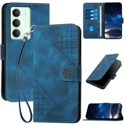Grid Butterfly Embossed Pattern Leather Phone Case with Lanyard, For Realme P3 Ultra 5G, For Realme P3 Pro, For Realme 14 Pro+, For Realme 14 Pro, For Realme 14x Global, For Realme C75 Global, For Realme GT7 Pro, For Realme 13 Pro / 13 Pro+ Global     ...