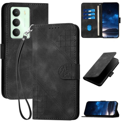 Grid Butterfly Embossed Pattern Leather Phone Case with Lanyard, For Realme P3 Ultra 5G, For Realme P3 Pro, For Realme 14 Pro+, For Realme 14 Pro, For Realme 14x Global, For Realme C75 Global, For Realme GT7 Pro, For Realme 13 Pro / 13 Pro+ Global     ...