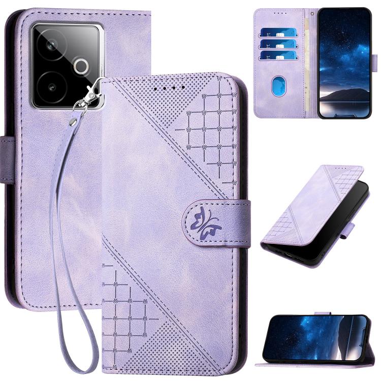 Grid Butterfly Embossed Pattern Leather Phone Case with Lanyard, For Realme 16T 5G, For Realme C100 4G, For Realme P4 Power 5G, For Realme Note 80 4G, For Realme Neo8 5G, For Realme 16 5G, For Realme 16 Pro+ 5G Global, For Realme 16 Pro 5G Global      ...