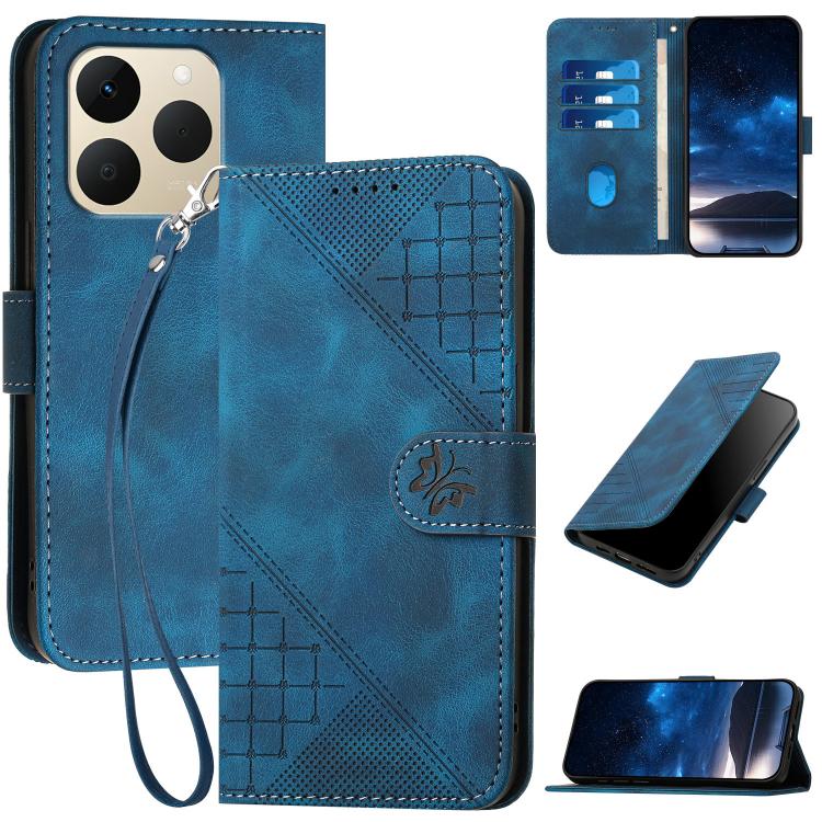 Grid Butterfly Embossed Pattern Leather Phone Case with Lanyard, For Realme 16T 5G, For Realme C100 4G, For Realme P4 Power 5G, For Realme Note 80 4G, For Realme Neo8 5G, For Realme 16 5G, For Realme 16 Pro+ 5G Global, For Realme 16 Pro 5G Global      ...