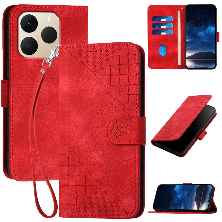 Grid Butterfly Embossed Pattern Leather Phone Case with Lanyard, For Realme 16T 5G, For Realme C100 4G, For Realme P4 Power 5G, For Realme Note 80 4G, For Realme Neo8 5G, For Realme 16 5G, For Realme 16 Pro+ 5G Global, For Realme 16 Pro 5G Global      ...
