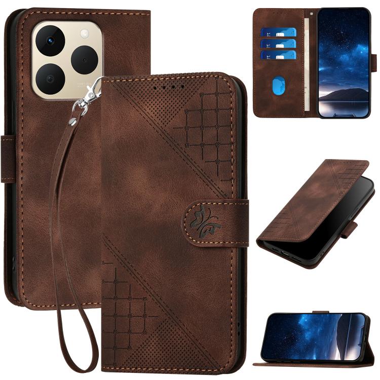 Grid Butterfly Embossed Pattern Leather Phone Case with Lanyard, For Realme 16T 5G, For Realme C100 4G, For Realme P4 Power 5G, For Realme Note 80 4G, For Realme Neo8 5G, For Realme 16 5G, For Realme 16 Pro+ 5G Global, For Realme 16 Pro 5G Global      ...