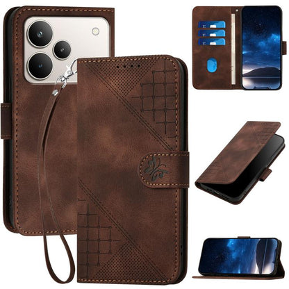 Grid Butterfly Embossed Pattern Leather Phone Case with Lanyard, For Realme 16T 5G, For Realme C100 4G, For Realme P4 Power 5G, For Realme Note 80 4G, For Realme Neo8 5G, For Realme 16 5G, For Realme 16 Pro+ 5G Global, For Realme 16 Pro 5G Global      ...