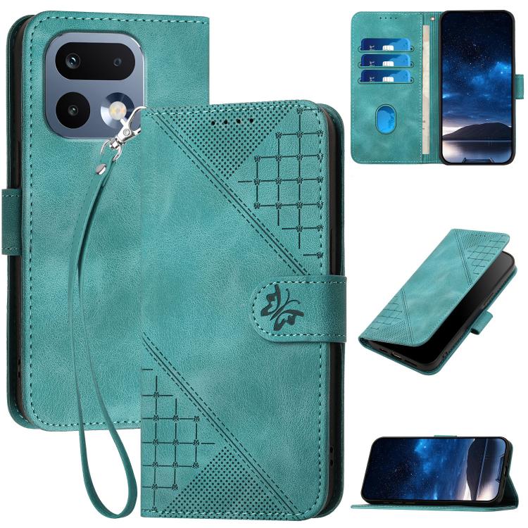Grid Butterfly Embossed Pattern Leather Phone Case with Lanyard, For Realme 16T 5G, For Realme C100 4G, For Realme P4 Power 5G, For Realme Note 80 4G, For Realme Neo8 5G, For Realme 16 5G, For Realme 16 Pro+ 5G Global, For Realme 16 Pro 5G Global      ...