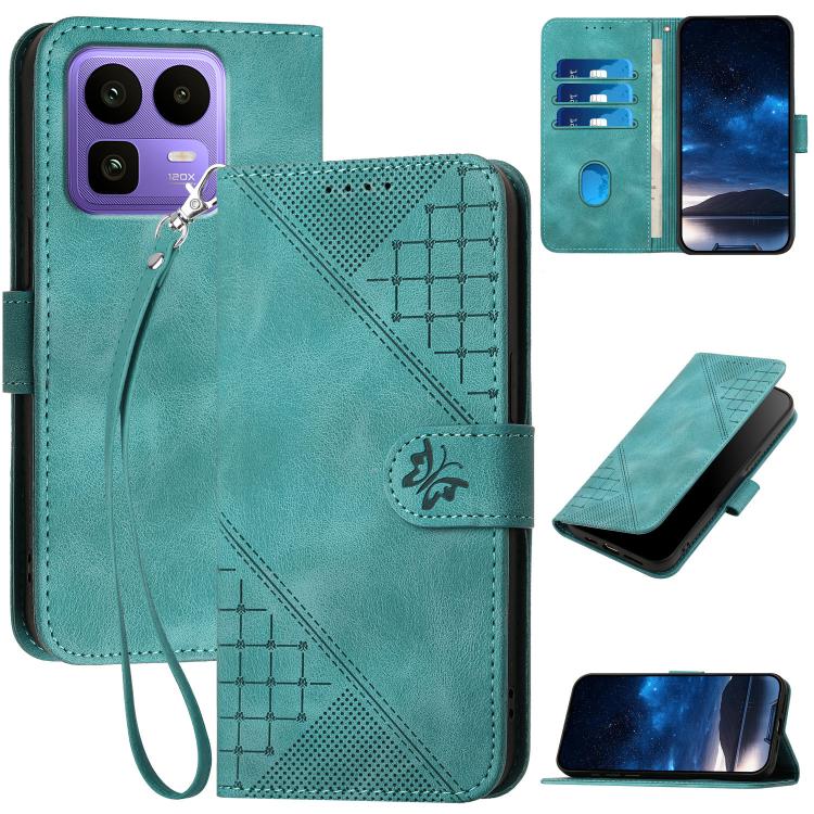 Grid Butterfly Embossed Pattern Leather Phone Case with Lanyard, For Realme 16T 5G, For Realme C100 4G, For Realme P4 Power 5G, For Realme Note 80 4G, For Realme Neo8 5G, For Realme 16 5G, For Realme 16 Pro+ 5G Global, For Realme 16 Pro 5G Global      ...