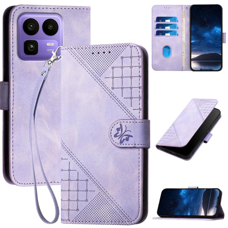 Grid Butterfly Embossed Pattern Leather Phone Case with Lanyard, For Realme 16T 5G, For Realme C100 4G, For Realme P4 Power 5G, For Realme Note 80 4G, For Realme Neo8 5G, For Realme 16 5G, For Realme 16 Pro+ 5G Global, For Realme 16 Pro 5G Global      ...