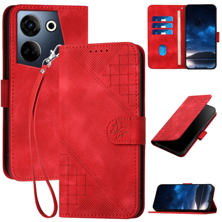 Grid Butterfly Embossed Pattern Leather Phone Case with Lanyard, For Tecno Pova 6 Neo, For Tecno Pova 6 5G / 6 Pro 5G, For Tecno Camon 30 Pro 5G, For Tecno Spark 20 4G / 20C 4G, For Tecno Pop 8 4G, For Tecno Spark Go 2024 4G, For Tecno Camon 20 Premier...