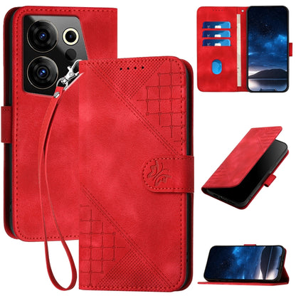 Grid Butterfly Embossed Pattern Leather Phone Case with Lanyard, For Tecno Pova 6 Neo, For Tecno Pova 6 5G / 6 Pro 5G, For Tecno Camon 30 Pro 5G, For Tecno Spark 20 4G / 20C 4G, For Tecno Pop 8 4G, For Tecno Spark Go 2024 4G, For Tecno Camon 20 Premier...