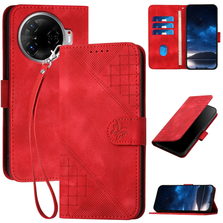 Grid Butterfly Embossed Pattern Leather Phone Case with Lanyard, For Tecno Pova 6 Neo, For Tecno Pova 6 5G / 6 Pro 5G, For Tecno Camon 30 Pro 5G, For Tecno Spark 20 4G / 20C 4G, For Tecno Pop 8 4G, For Tecno Spark Go 2024 4G, For Tecno Camon 20 Premier...