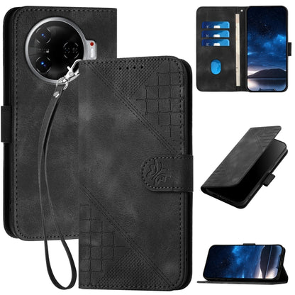 Grid Butterfly Embossed Pattern Leather Phone Case with Lanyard, For Tecno Pova 6 Neo, For Tecno Pova 6 5G / 6 Pro 5G, For Tecno Camon 30 Pro 5G, For Tecno Spark 20 4G / 20C 4G, For Tecno Pop 8 4G, For Tecno Spark Go 2024 4G, For Tecno Camon 20 Premier...