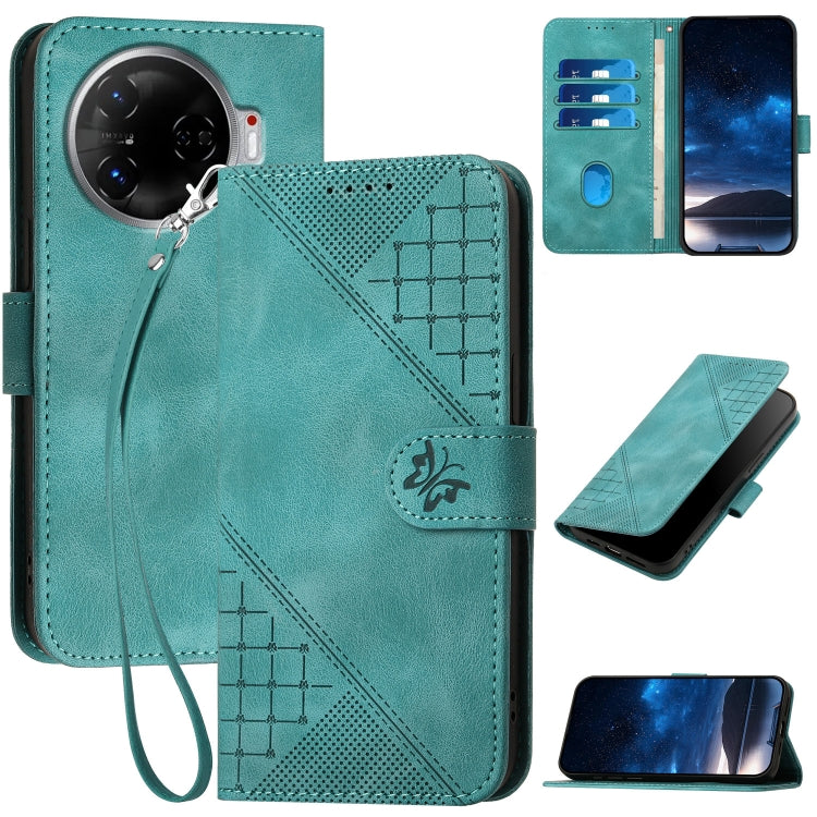 Grid Butterfly Embossed Pattern Leather Phone Case with Lanyard, For Tecno Pova 6 Neo, For Tecno Pova 6 5G / 6 Pro 5G, For Tecno Camon 30 Pro 5G, For Tecno Spark 20 4G / 20C 4G, For Tecno Pop 8 4G, For Tecno Spark Go 2024 4G, For Tecno Camon 20 Premier...