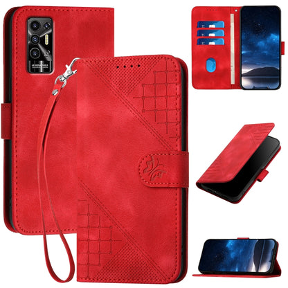 Grid Butterfly Embossed Pattern Leather Phone Case with Lanyard, For Tecno Pova 6 Neo, For Tecno Pova 6 5G / 6 Pro 5G, For Tecno Camon 30 Pro 5G, For Tecno Spark 20 4G / 20C 4G, For Tecno Pop 8 4G, For Tecno Spark Go 2024 4G, For Tecno Camon 20 Premier...